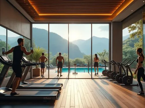 fitness room,fitness center,fitness facility,technogym,leisure facility,ski facility,sportclub,wellness,sportsclub,precor,health spa,langkawi,amanresorts,lefay,3d rendering,elitist gym,outdoor pool,amenities,golf hotel,shambhala,Photography,General,Realistic