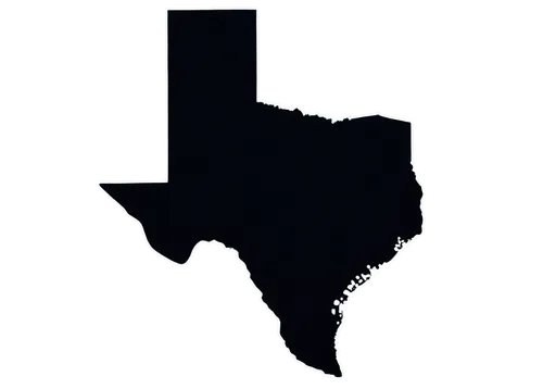 Texas state outline, solo, white fill, bold black stroke, simple shape, geographic map element, 2D illustration, flat design, center composition, soft shadow, subtle gradient effect, high contrast col