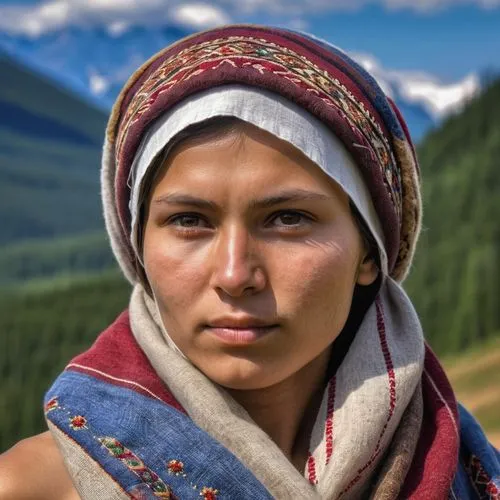 peruvian women,kyrgyz,nomadic people,indian woman,tibetan,pachamama,american indian,native american,vietnamese woman,eurasian,woman portrait,inner mongolian beauty,indigenous culture,warrior woman,the american indian,first nation,indigenous,farmworker,khuushuur,female worker,Photography,General,Realistic