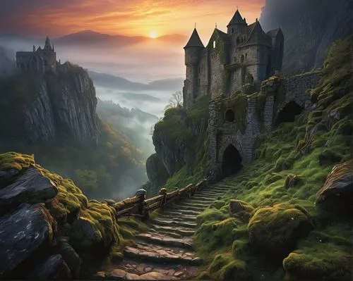 fantasy landscape,fantasy picture,fairytale castle,dracula castle,ruined castle,eltz,nargothrond,beleriand,castle of the corvin,fairy tale castle,ithilien,rivendell,medieval castle,knight's castle,elves country,castles,hogwarts,erebor,dunsinane,fantasy art,Illustration,Children,Children 03