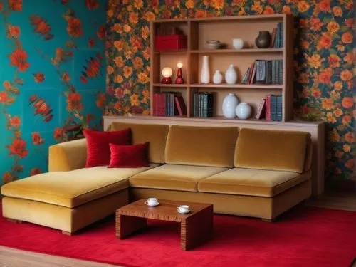 settee,sofa set,chaise lounge,yellow wallpaper,danish room,sitting room,contemporary decor,guestroom,apartment lounge,mid century modern,interior decor,modern decor,interior decoration,upholstery,great room,moroccan pattern,mid century sofa,search interior solutions,livingroom,children's bedroom