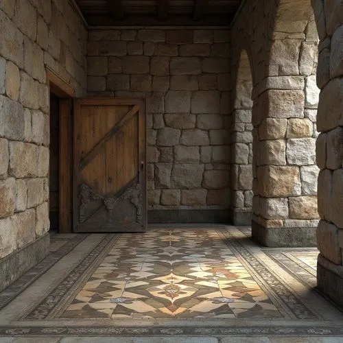 stone floor,entranceway,entryway,inside courtyard,doorway,patio,house entrance,vestibule,floor tiles,entryways,floor tile,entrance hall,doorways,flagstones,terracotta tiles,the threshold of the house,entry path,stonework,stone pattern,courtyards,Photography,General,Realistic