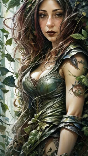 dryad,background ivy,the enchantress,fae,faery,ivy,faerie,fantasy art,poison ivy,elven,fantasy portrait,female warrior,thorns,heroic fantasy,fantasy woman,elven flower,artemisia,sorceress,fantasy picture,druid