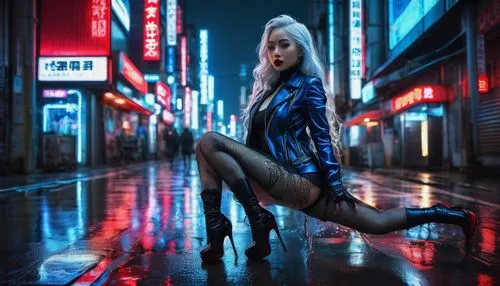 kolin,blue rain,dazzler,bladerunner,birds of prey-night,femme fatale,indigo,hauer,walking in the rain,polara,ryoko,ino,in the rain,nerve,domino,xiii,monroe,elektra,nikkatsu,cyberpunk,Illustration,Abstract Fantasy,Abstract Fantasy 19