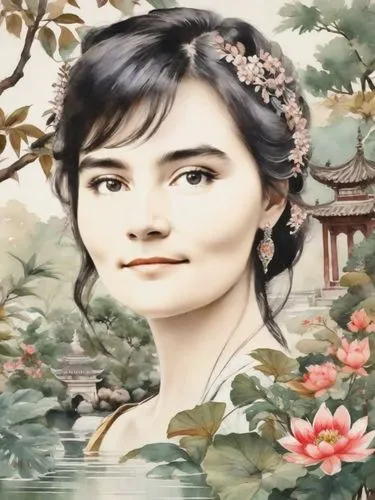 xiaoqing,guqin,oriental painting,diaochan,xueliang,zhiyuan,yifei,qixi,farrokhzad,yuexiu,xiaotong,xiaohua,xiaofei,xuanwei,cheongsam,oriental princess,yufeng,huahong,yangmei,daiyu,Digital Art,Watercolor