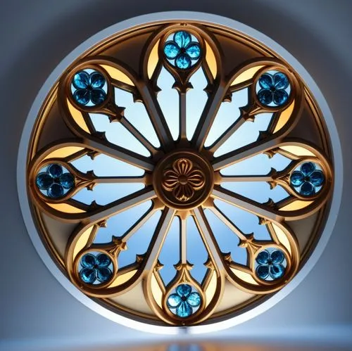 roseta, com vitral,a decorative stained glass window inside a building,monstrance,round window,fanlight,eucharistic,circular ornament,roundels,Photography,General,Realistic