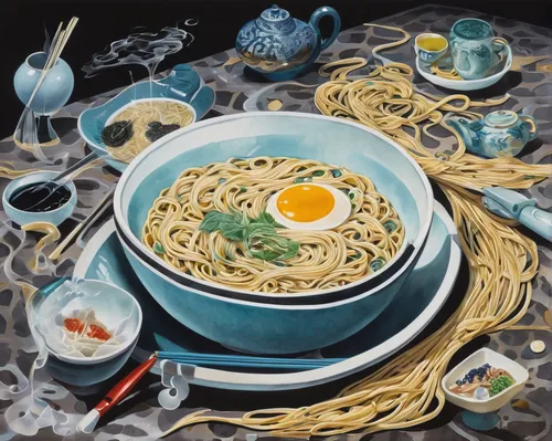 Write a thrilling mystery where a detective follows a trail of clues that lead to a hidden yagi noodle recipe coveted by all.,makguksu,janchi guksu,noodle soup,japanese noodles,kalguksu,udon,naengmyeo