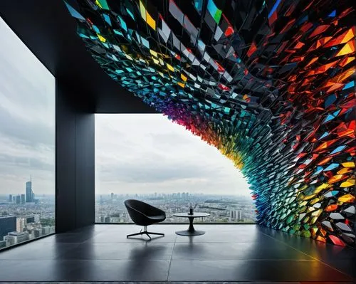 colorful glass,glass wall,creative office,kinetic art,blur office background,color wall,colorful light,modern office,aros,steelcase,light art,fesci,futuristic art museum,office chair,glass painting,wall lamp,fiber optic light,futuristic architecture,observation deck,glass window