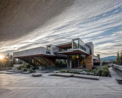 modern architecture,dunes house,exposed concrete,modern house,visitor center,cubic house,futuristic architecture,cube house,luxury home,contemporary,palo alto,silver oak,roof landscape,concrete ceilin