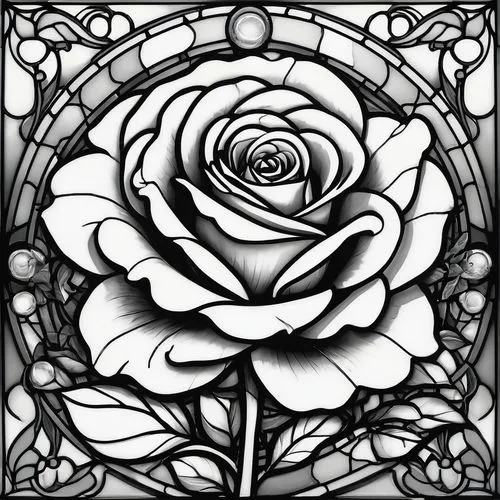 rose flower illustration,frame rose,rose frame,roses pattern,bicolored rose,rose png,Illustration,Black and White,Black and White 08