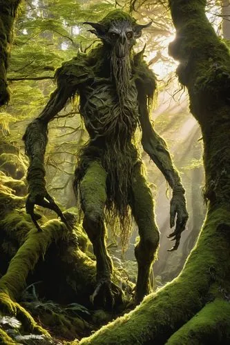 treebeard,fangorn,ent,tree man,gorgonians,kashyyyk,ignagni,spriggan,forest man,sasquatch,ragman,radagast,wendigo,cernunnos,druidic,treepeople,shugarman,leshy,gurgan,groot,Illustration,American Style,American Style 04