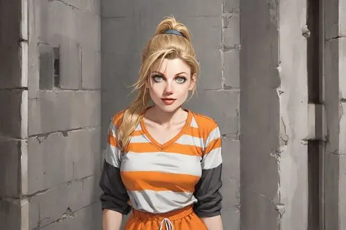 prisoner,portrait background,striped background,clove,orange,world digital painting,clementine,madonna,girl-in-pop-art,magnolieacease,queen cage,orange robes,digital painting,lindsey stirling,harley quinn,blonde woman,olallieberry,alice,photoshop manipulation,poppy,Digital Art,Comic