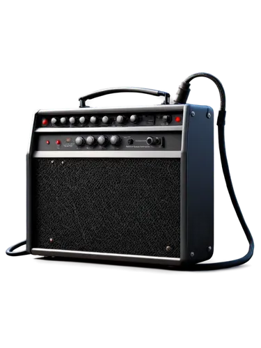 Audio wave, hum noise, electric guitar amplifier, vintage microphone, soundboard, recording studio, dark background, neon lights, 3D model, metallic texture, detailed cables, realistic rendering, cine