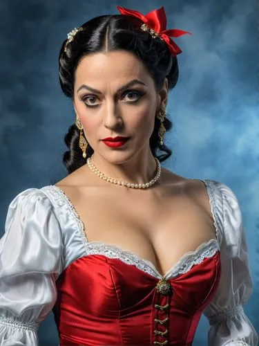 A comic Portrait of Lola Montez,a woman in a dress that looks like she has  cancer,rasputina,flamenca,oreiro,telenovelas,musetta,gitana,Photography,General,Realistic