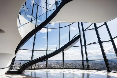 winding staircase,spiral staircase,spiral stairs,circular staircase,structural glass,outside staircase,staircase,staircases,steel stairs,the observation deck,blavatnik,etfe,stairwell,observation deck,glass facade,stairways,futuristic architecture,glass roof,escaleras,winding steps,Photography,Black and white photography,Black and White Photography 13