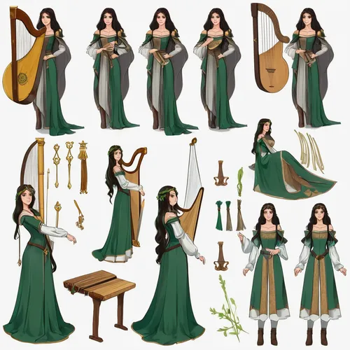 celtic harp,celtic woman,dulcimer herb,ancient harp,folk instrument,string instruments,celtic queen,music instruments,stringed instrument,string instrument,constellation lyre,musical instruments,lyre,bowed string instrument,dulcimer,harp player,staves,bamboo flute,musical instrument,merida,Unique,Design,Character Design