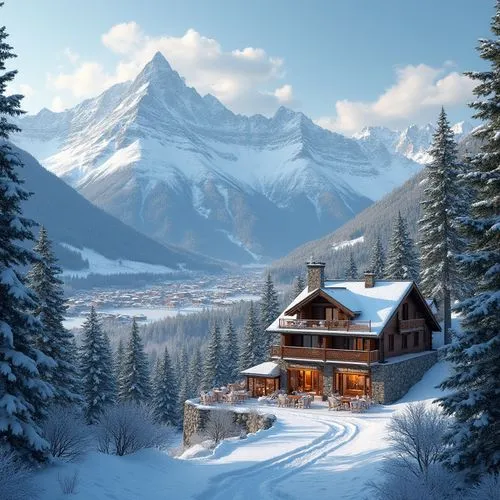 house in mountains,mountain hut,house in the mountains,winter house,christmas landscape,alpine village,mountain huts,snow landscape,winter landscape,snowy landscape,snow house,mountain settlement,alpine landscape,the cabin in the mountains,alpine hut,chalet,mountain village,home landscape,winter background,the alps,Photography,General,Realistic