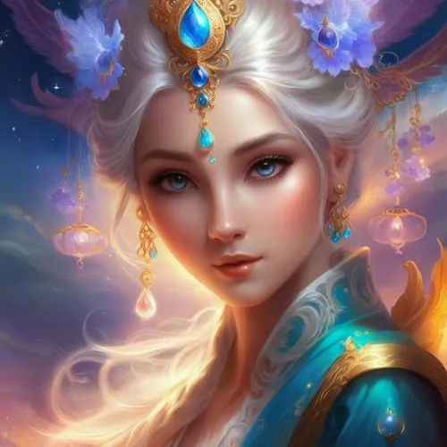 fantasy portrait,elsa,fantasy art,mystical portrait of a girl,the snow queen,blue enchantress,ice queen,fairy queen,oriental princess,lakshmi,fantasy picture,fantasy woman,zodiac sign libra,white rose snow queen,fantasia,faerie,sorceress,priestess,faery,opal,Illustration,Realistic Fantasy,Realistic Fantasy 01