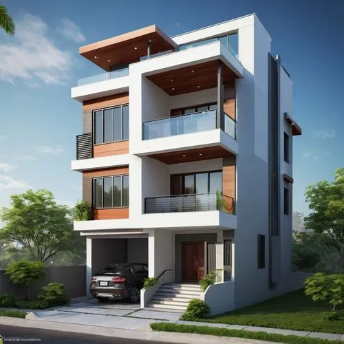 3 story indian duplex house ,residencial,inmobiliaria,3d rendering,modern house,unitech,condominia,residential house,exterior decoration,italtel,amrapali,duplexes,multistorey,block balcony,modern arch