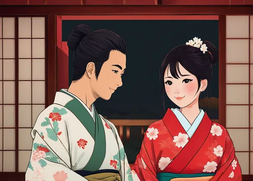 kimjongilia,hanbok,young couple,kdrama,korean culture,korean drama,beautiful couple,wedding couple,ceremony,mukimono,jeongol,tea ceremony,dancing couple,husband and wife,game illustration,kimchijeon,romantic portrait,kimonos,love couple,couple,Conceptual Art,Fantasy,Fantasy 14