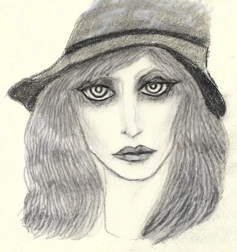 girl wearing hat,woman's hat,the hat-female,vintage drawing,felt hat,woman portrait,the hat of the woman,art deco woman,women's hat,cloche hat,girl drawing,girl portrait,black hat,brown hat,woman face