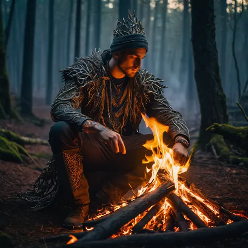 woodsman,forest man,shamanism,campfire,shaman,shamanic,campfires,germanic tribes,bushcraft,fire artist,wood elf,wood fire,camp fire,log fire,free wilderness,hygge,fire master,fire bowl,wstężyk huntsman,farmer in the woods,Photography,General,Fantasy