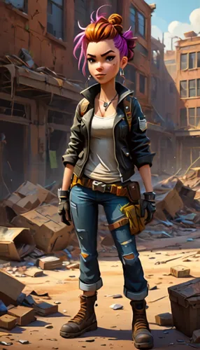 pubg mascot,girl with gun,nora,girl with a gun,renegade,scandia gnome,monsoon banner,girl in overalls,female worker,main character,scrap dealer,scrapyard,clementine,punk,agnes,petra,cargo pants,game character,heavy construction,huntress