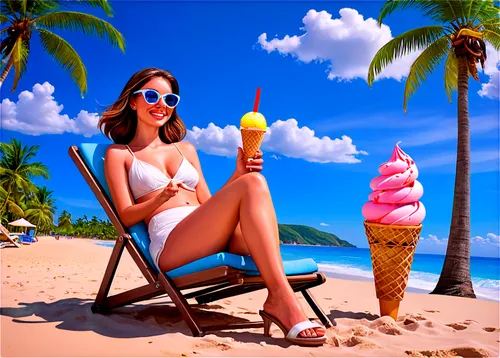 woman with ice-cream,summer background,colada,coladas,beach background,summer clip art,3d background,haulover,ice cream cone,vacansoleil,milkshake,ice cream stand,candy island girl,ice cream,barotropic,summer icons,umbrella beach,ice creams,beach umbrella,ice cream shop,Illustration,Abstract Fantasy,Abstract Fantasy 23