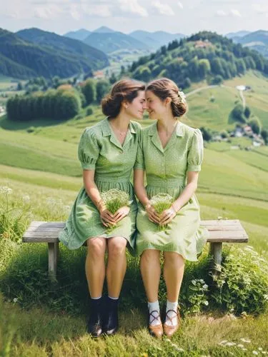 aaaa,green background,wlw,aa,green summer,two girls,Photography,Documentary Photography,Documentary Photography 07