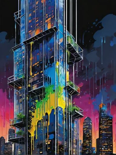 skyscraper,the skyscraper,skycraper,burj,electric tower,colorful city,skyscrapers,ctbuh,supertall,skyscraping,pc tower,cybercity,sky city,metropolis,hypermodern,kimmelman,urban towers,urbanworld,dystopian,cityscape,Conceptual Art,Graffiti Art,Graffiti Art 08