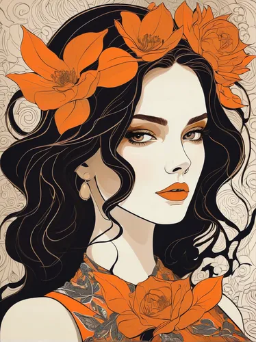 orange floral paper,orange blossom,autumn icon,rosa ' amber cover,orange rose,rose flower illustration,orange roses,sunflower lace background,tiger lily,fashion illustration,flower illustrative,boho art,flora,orange petals,autumn colouring,autumn flower,marigold,widow flower,fashion vector,vector illustration,Illustration,Black and White,Black and White 02