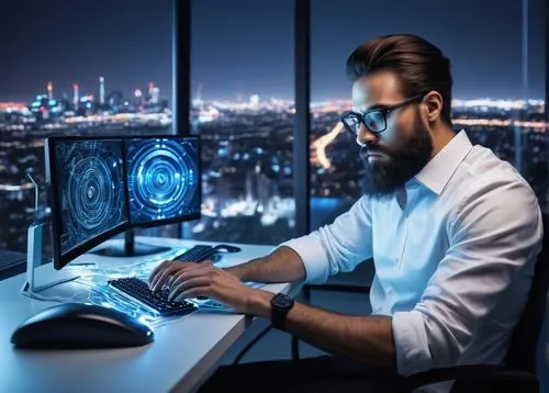 cybertrader,cyber glasses,man with a computer,cyberoptics,valuevision,cybercriminals,blur office background,computerologist,fractal design,bitdefender,crypto mining,cybercafes,cypherpunks,cyberscope,eye tracking,virtualisation,technologist,cyberathlete,cyberview,genocyber,Illustration,Realistic Fantasy,Realistic Fantasy 25