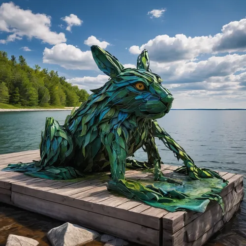 alligator sculpture,water creature,kelpie,green dragon,sculpture park,lawn ornament,jackrabbit,public art,maine,cuthulu,mother earth statue,allies sculpture,aurajoki,jack rabbit,scottie dog,rusalka,sea god,wood rabbit,lake champlain,lake ontario,Conceptual Art,Graffiti Art,Graffiti Art 02