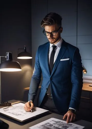 rodenstock,blur office background,businesman,black businessman,night administrator,secretarial,agentur,tax consultant,establishing a business,men's suit,accountant,a black man on a suit,financial advisor,desk lamp,businessman,marketeer,office worker,zegna,professionalisation,businesspeople,Illustration,Black and White,Black and White 21