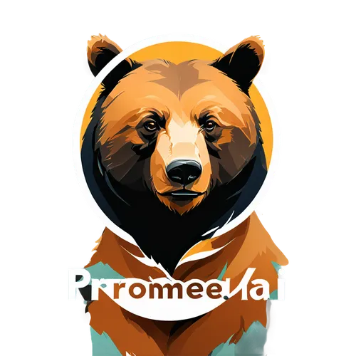 a simple Logo for Promeai on the theme of Bear, vector art, flat design, white background,proxmire,prempro,premade,promisor,prenomen,protoform,promontory,fromong,prometric,promax,primidone,nonprime,po