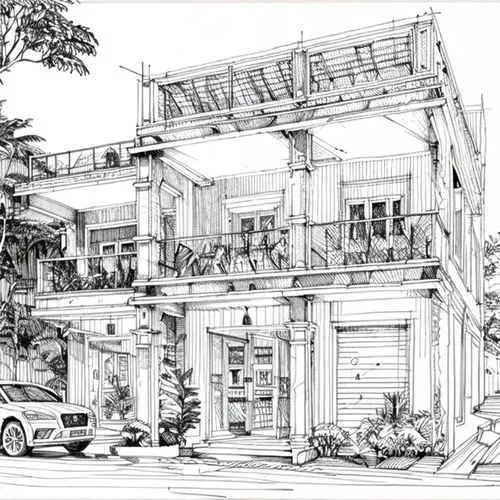 house drawing,apartment house,residential house,residential,an apartment,apartment complex,apartment building,japanese architecture,private house,apartments,asian architecture,two story house,mono-lin