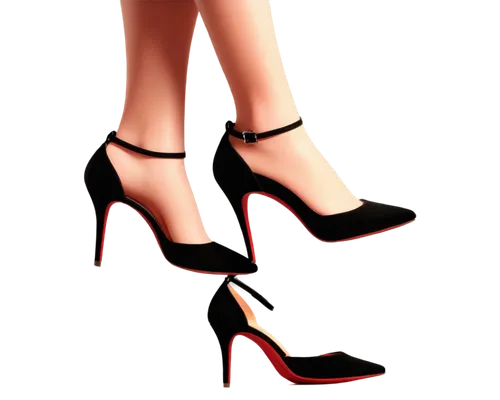 Footsteps sound effect, close-up, high heels, red sole, ankle straps, female legs, walking motion, rhythmic pattern, echoey atmosphere, dim lighting, warm color tone, shallow depth of field, cinematic