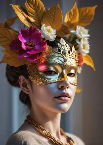 headdress,diwata,headpieces,venetian mask,masquerade,headdresses,flowerhead,headpiece,balinese,efik,feather headdress,laurel wreath,adornment,headress,golden mask,spring crown,oshun,flower crown,golden wreath,girl in a wreath,Photography,Artistic Photography,Artistic Photography 08