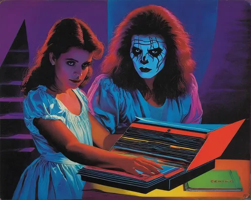 girl at the computer,black light,halloween poster,computer freak,1986,synthesizers,1982,computer,80s,c64,amiga,trip computer,computer games,pinball,man with a computer,computer addiction,computer game,uv,1980s,computer chips,Photography,Documentary Photography,Documentary Photography 33