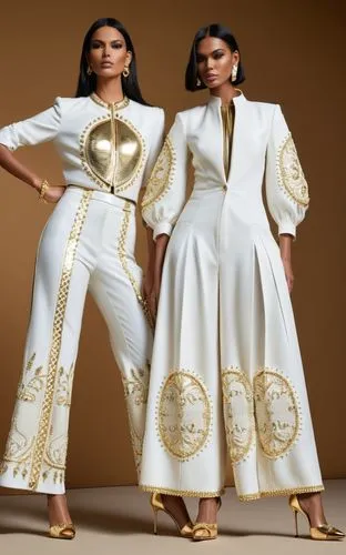 Fashion show ,two models in white and gold outfits,empresses,priestesses,caftans,rasheeda,nubians,goddesses,Photography,General,Realistic