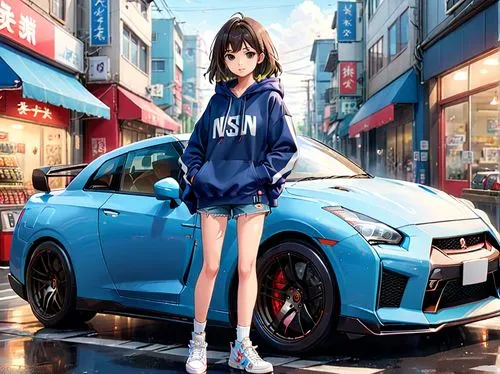 nissans,scionti,nissan,isuzuki,akiba,girl and car,Anime,Anime,Realistic