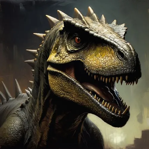 dilophosaurus,synapsid,utahraptor,allosaurus,ceratosaurus,gorgosaurus,tyrannosaurus,tyrannosaur,tyrannosaurus rex,gryposaurus,dinosaurian,herrerasaurus,dromaeosaurid,theropoda,titanosaurian,aetosaurs,tyrannosaurid,thecodontosaurus,albertosaurus,eoraptor,Conceptual Art,Oil color,Oil Color 11