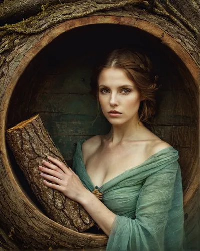 mystical portrait of a girl,faery,woman at the well,fairy door,fae,the enchantress,girl in a wreath,celtic woman,wooden rings,fantasy portrait,girl with tree,faerie,dryad,woman of straw,girl in a historic way,digital compositing,wood elf,celtic queen,girl with a wheel,young woman,Photography,Artistic Photography,Artistic Photography 14