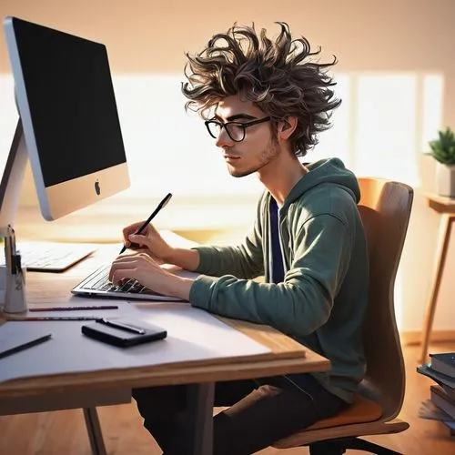 girl at the computer,man with a computer,women in technology,male poses for drawing,freelancer,computerologist,computer freak,computer addiction,blur office background,girl studying,web developer,illustrator,telecommuter,stagiaire,telecommuting,istock,web designer,work from home,workspaces,work at home,Illustration,Realistic Fantasy,Realistic Fantasy 23