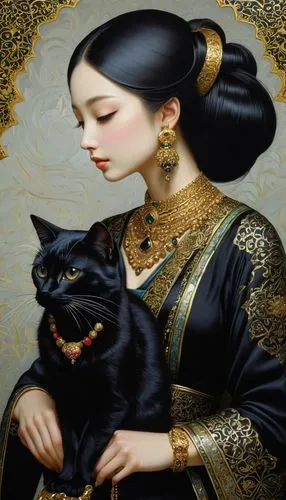 amano,kommuna,tretchikoff,miao,oriental painting,sichuanese,Illustration,Realistic Fantasy,Realistic Fantasy 08