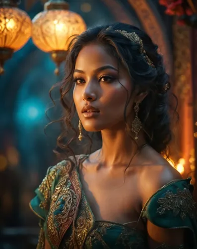 the beautiful lady in the renaissance dress is looking off to the side,esmeralda,tiana,demelza,belle,zarina,mastani