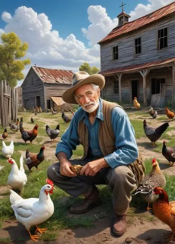 agrarianism,homesteader,chicken yard,homesteaders,cockman,lumbago,Illustration,Children,Children 03