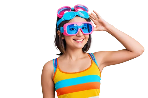 swimming goggles,female swimmer,swim cap,color glasses,high-visibility clothing,kids glasses,ski glasses,summer clip art,trampolining--equipment and supplies,colorful bleter,girl wearing hat,eye glass accessory,goggles,rainbow background,womans seaside hat,colorfulness,rainbow colors,sun glasses,headwear,headgear,Unique,Pixel,Pixel 02