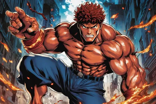 In a world of supernatural beings, Baki stands out as a powerful demon. How will he navigate the challenges that come with his unique abilities?,human torch,katakuri,cleanup,fire devil,fire background