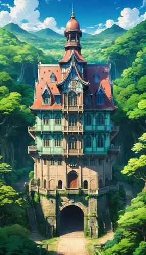 ghibli,studio ghibli,seborga,knight's castle,fairy tale castle,schierstein,dreamhouse,yazaki,yoshikuni,butka,castle,highstein,castlelike,witch's house,miramare,summit castle,miyazaki,gold castle,teikoku,machico,Illustration,Japanese style,Japanese Style 03